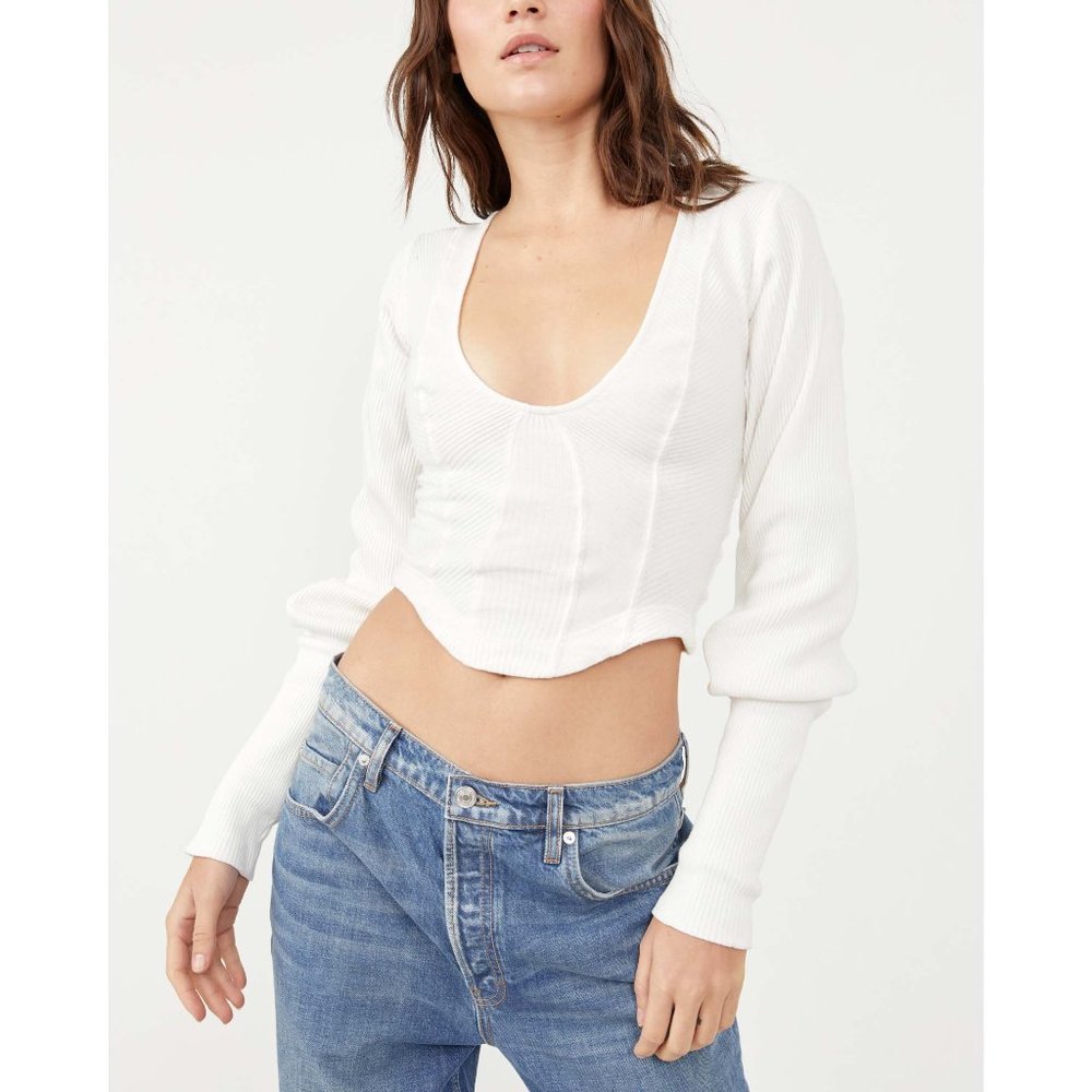 NWT Free People Petra Top / Bright White